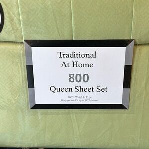 Traditional at Home 6pc Queen Sheet Set mint green Embossed Greek maze key